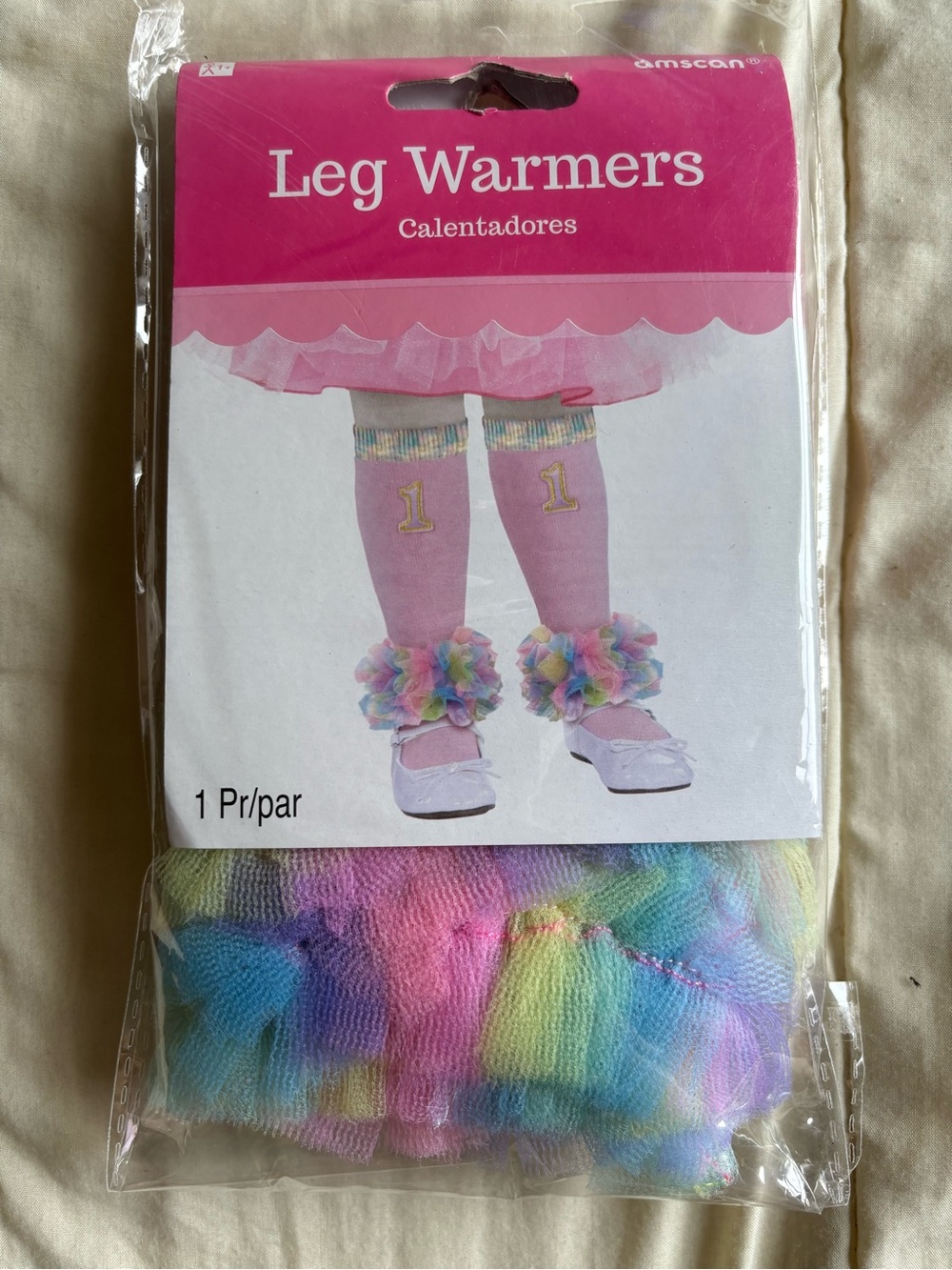 First Birthday Pink Leg Warmers with Rainbow Tulle Ruffles